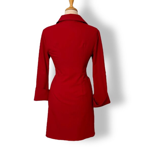 Cinq a Sept Long Sleeve McKenna Knot-Front Shirtdress Warm Cranberry Size 6 - Picture 5 of 9